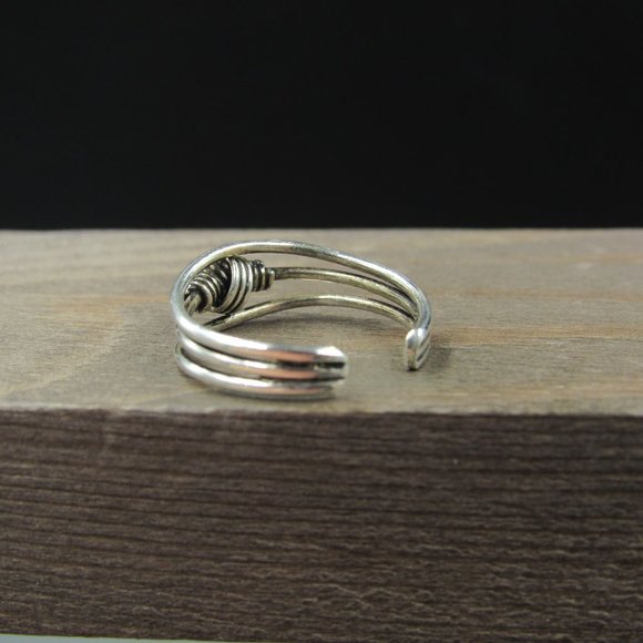 Size 5 Sterling Silver Wire Knot Toe Band Ring Vintage - Picture 2 of 8